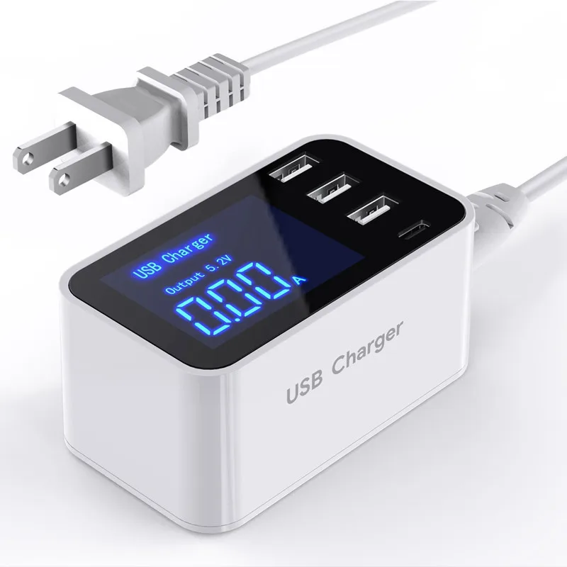 Quick Charge Type C USB Charger HUB Led Display Wall Charger Fast Mobile Phone Charger For iPhone Samsung USB Adapter EU US Plug image 2