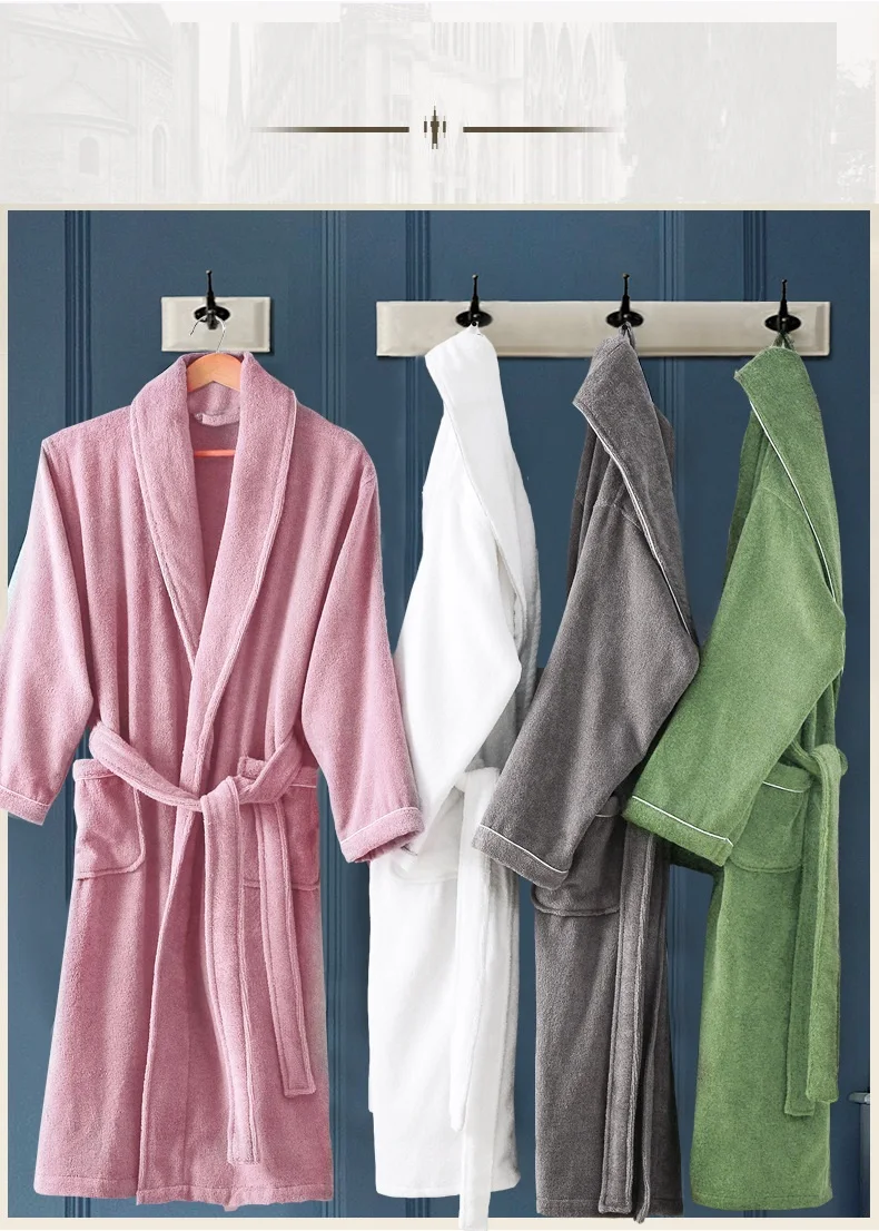 Women Bathrobe Long Cotton Warm Nightgown Female Towel Bathrobe Thicken Terry Sleepwear Autumn Winter Pajamas Home Dressing Gown