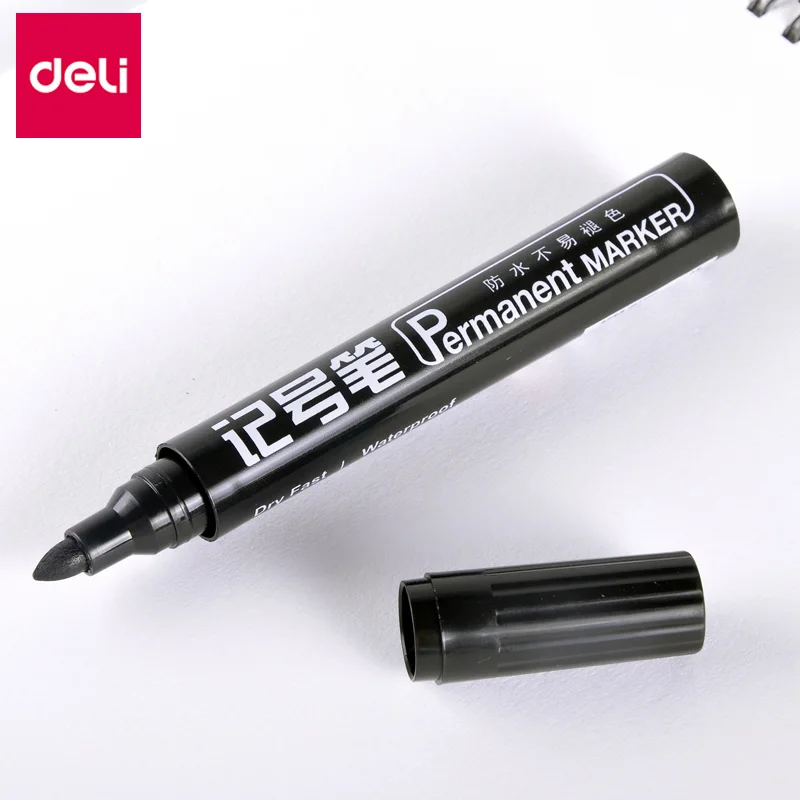 Deli Waterproof Oily Fast Dry Mark Pen Paint Glass CD Wood Stone Markers School Office Supply Promotion Stationery Student Gift