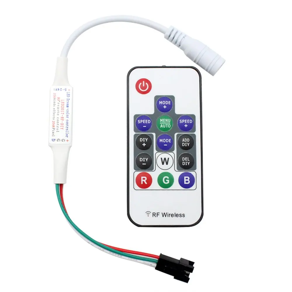 1pc DC 5-24V Mini 14 Key RF Remote Controller for WS2811 WS2812B Dream Color LED Strip Light