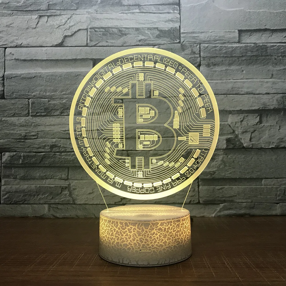 

Bitcoin 3d Night Light Acrylic Creative Gift 3d Lamp 7color Touch Induction Bedside Kids Room Led Usb Kids Lights Lamps