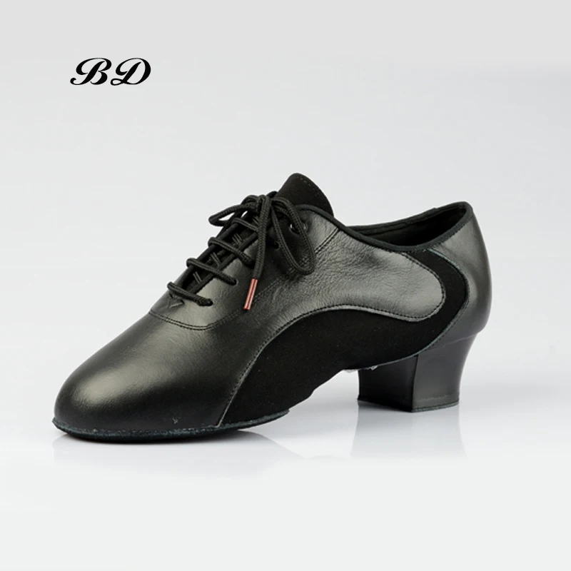 BD454-zapatos de baile latino para hombre, zapatos de salón, JAZZ moderno, piel auténtica, para el juego, sudor, desodorante interior, 4,5 CM