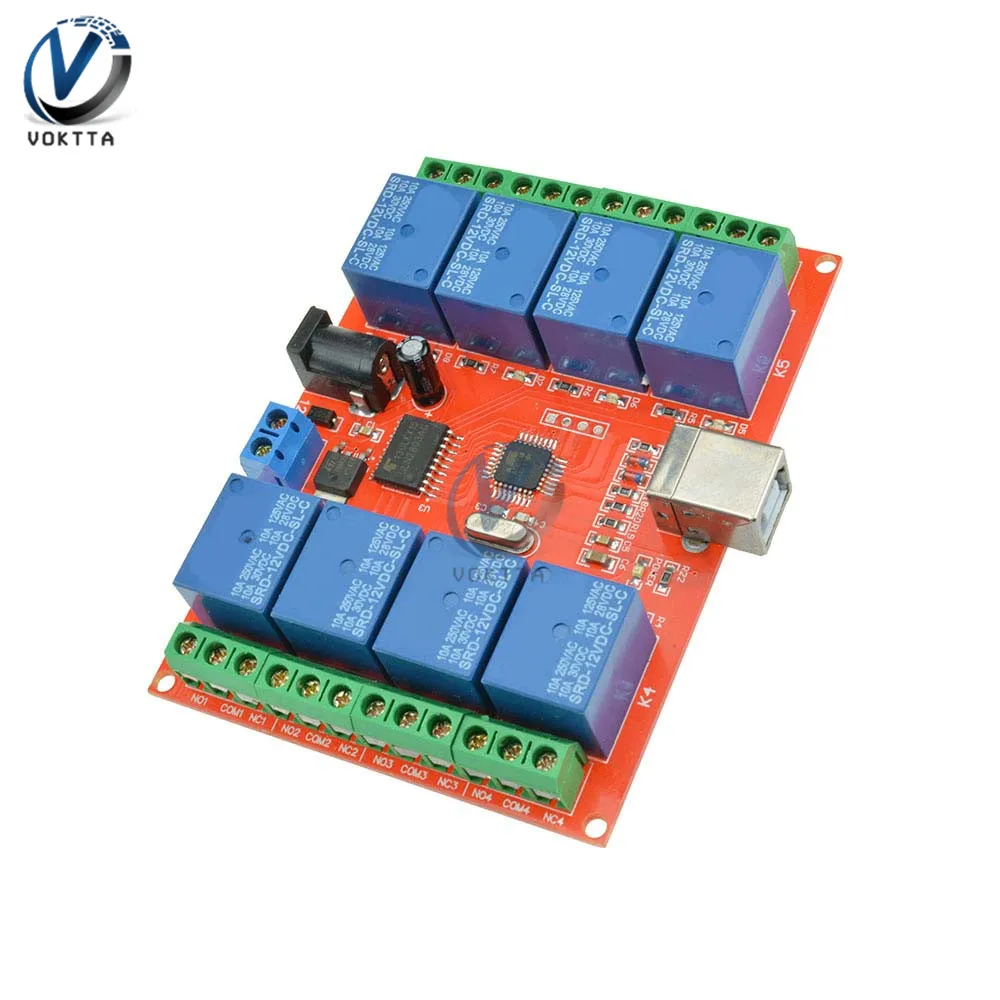 8 Channel DC 12V Relay Module USB Control Timer Delay Relay Switch Driver PC Intelligent Controller Board For Smart Electronics