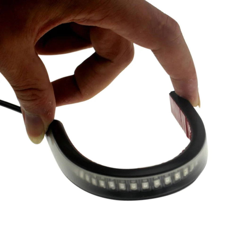 Flexible 48LED Motorrad Licht Streifen Schwanz Bremse Stop Lizenz Platte Lampe Rot und Bernstein Led Farbe Blinker Licht Universal