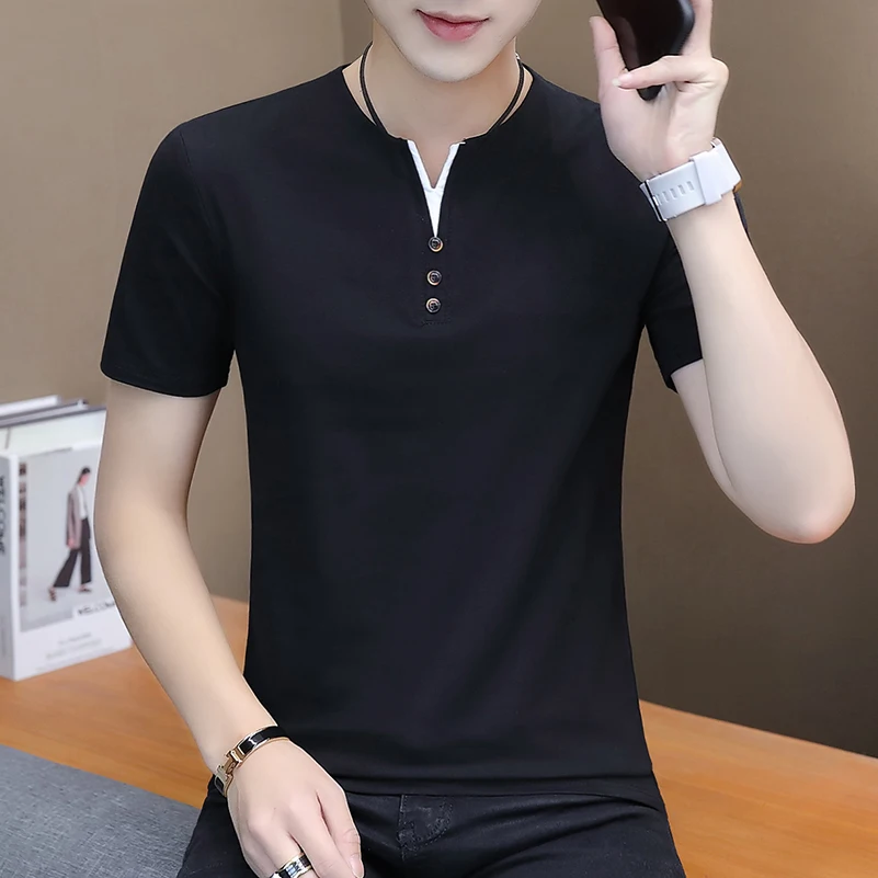 Liseaven Men Tee Shirt Cotton V Neck T-Shirt Short Sleeve T-Shirts Brand T Shirt Mens Clothing Tops & Tees