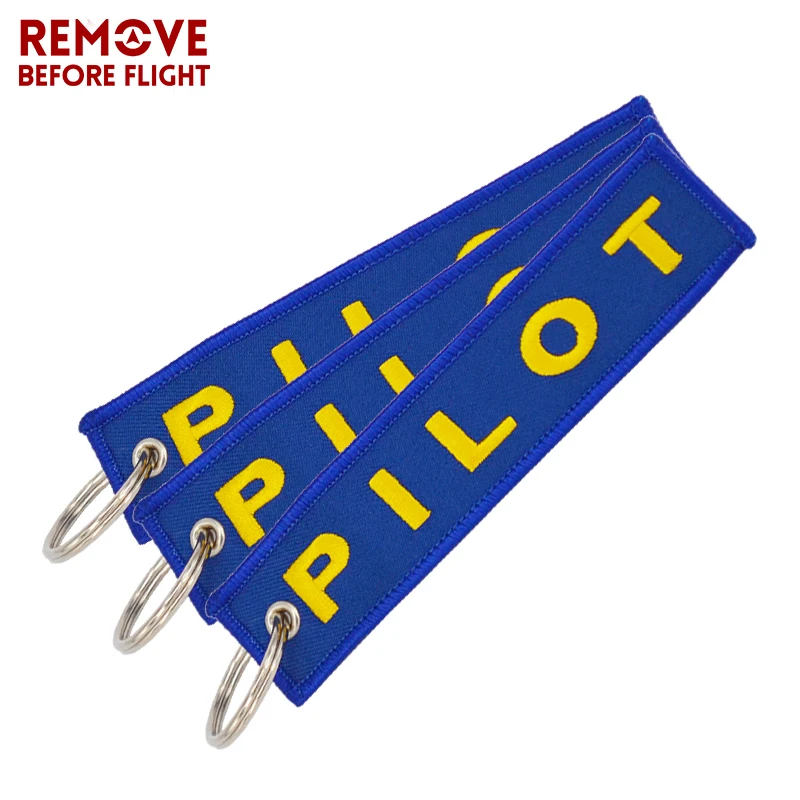 Fashion Pilot Key Chain Remove Before Flight OEM Embroidery Blue Key Label Luggage Safety Tag Keyring Aviation Gifts chaveiro