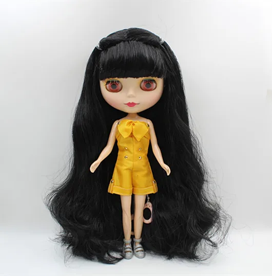 Blygirl Blyth doll Nude doll black bangs dolls can be closed eyes frosted face shell 30cm ordinary body for their own makeup