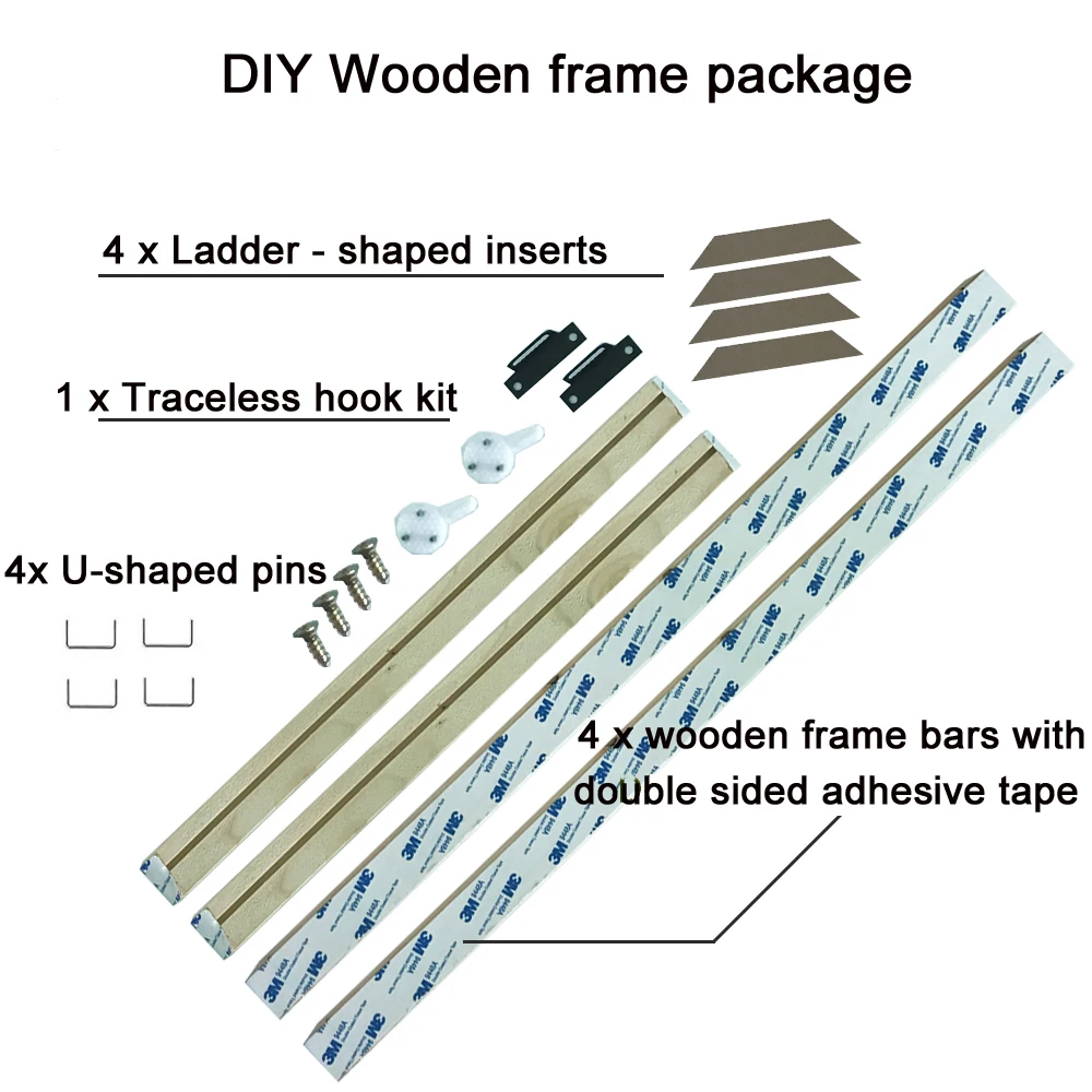 DIY Frame For Canvas Painting Natural Wooden Posters Photos Pictures Easy to Assemble Wall Frame Custom Frame Longlife Wood