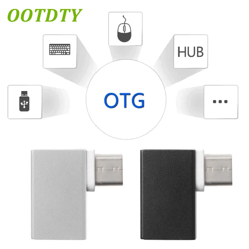 90 Degree Type C To USB 3.0 Female Data OTG Converter For Macbook Android Phone