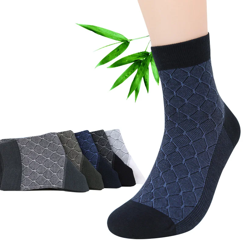 Chaussettes en fibre de bambou pour hommes, chaussettes dépistolet antes, chaussettes en calcetine classiques, chaussettes à la mode pour hommes, chaussettes confortables et saines, haute qualité, 5 paires