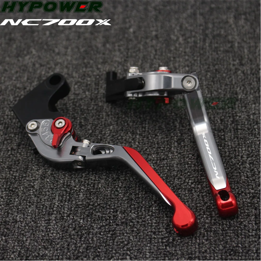 Laser Logo (F-18/H-626) Red&Titanium CNC Folding Extendable Motorcycle Brake Clutch Levers For Honda NC700 X NC700X 2012-2013