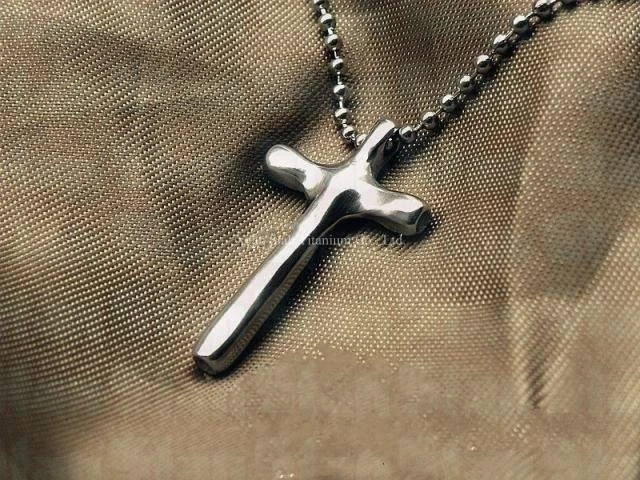 

Pure Titanium Hand-made Craft Cross Crucifix Pendant 42*24*5mm 4g/pc + 550mm Long Pure Titanium Chain