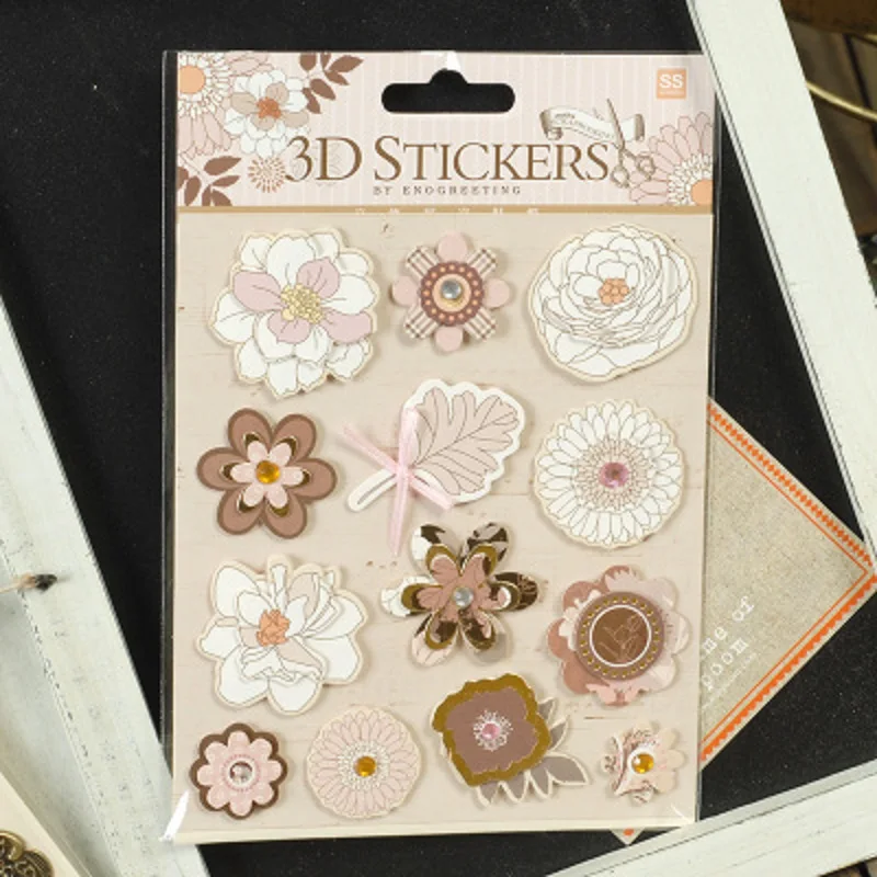 DIY 3D Stickers Scrapbooking Material Metal Cameo Frame Butterfly Flower Sticker File Album Journaling Decoration Hobby Craft