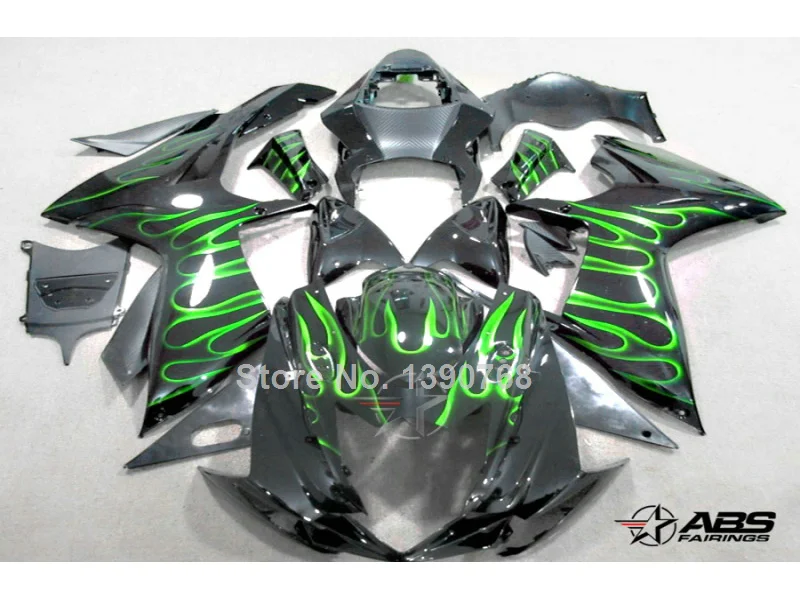 Fit for Suzuki injection molding fairing kit GSXR600/750 11 12 13 14 green flames black fairings set GSXR600/750 2011-2014 IY05