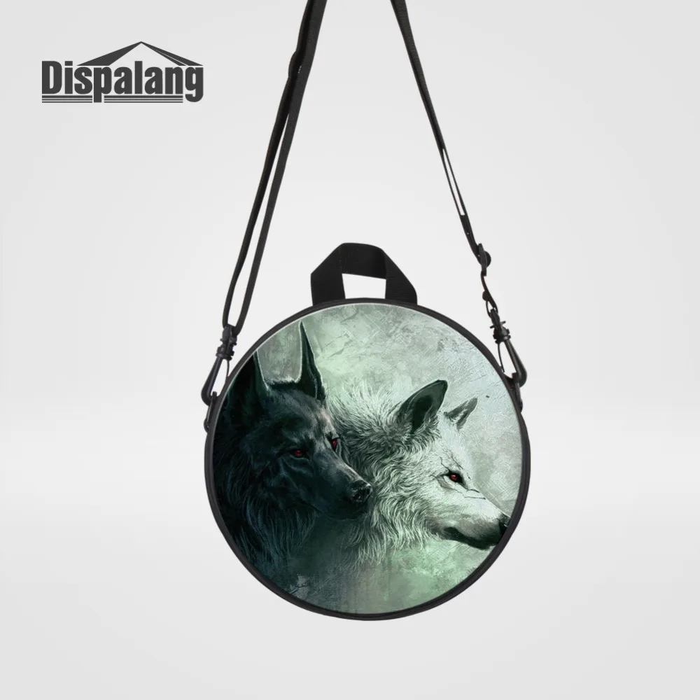 

Dispalang Round Small School Bag for Children Satchel Kindergarten Bag Wolf Print Baby Girls Shoulder Bags Kids Book Bag Mochila