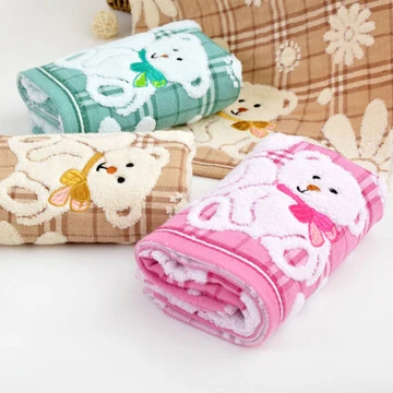 High quality 100% Pure Cotton Baby Towel cute Cartoon baby Face Towel soft Double baby Gauze Towel