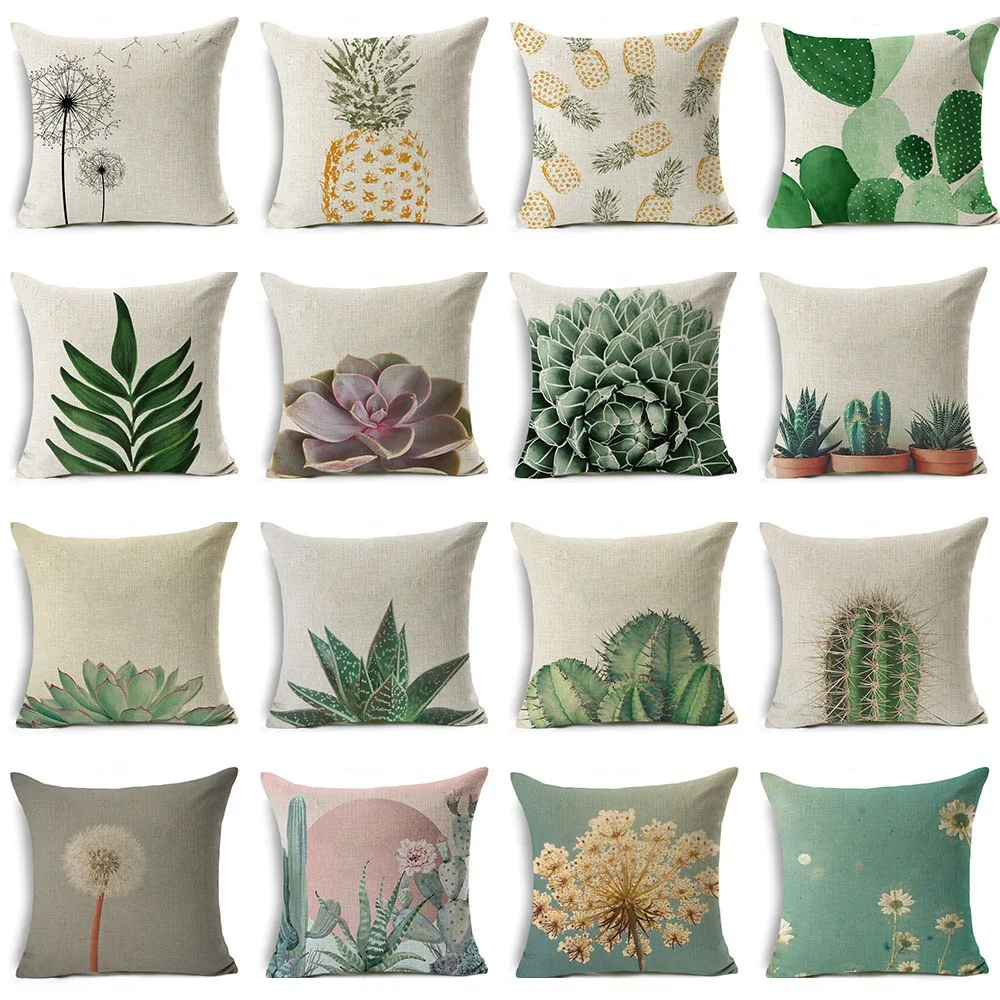 Nordic Style Succulents Printed Cushion Cover Pineapple Ananas Pattern Home Decorative Sofa Car Chair Throw Pillow Case