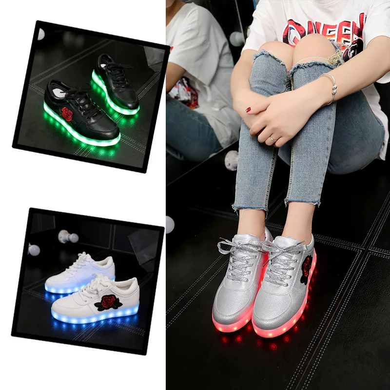 RayZing Rose Blume Glowing Turnschuhe Neue 30-44 Leucht Turnschuhe für Mädchen Jungen Frauen Schuhe mit Licht Led Schuhe