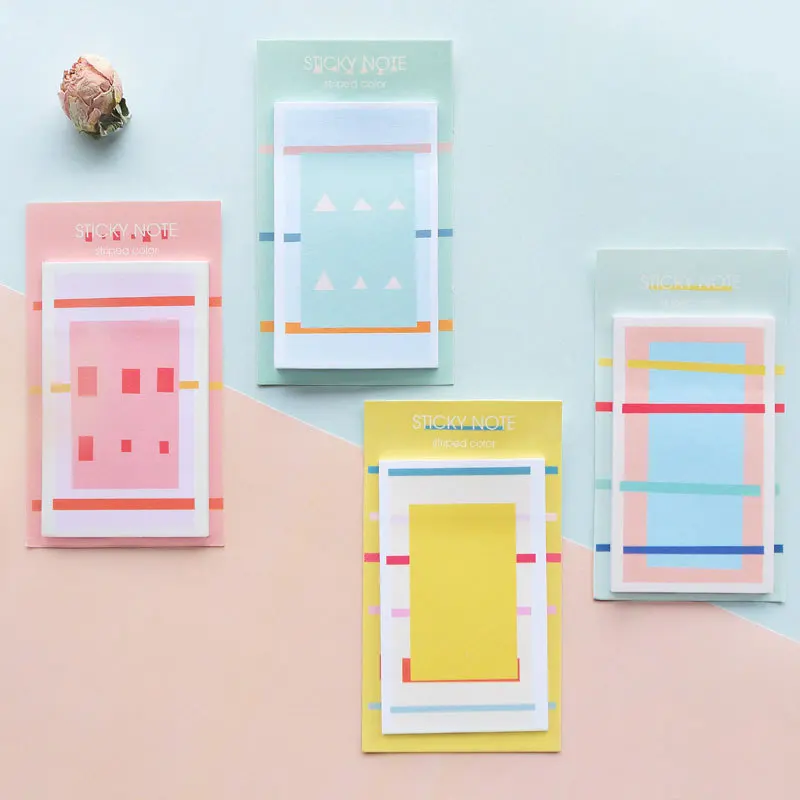 4pcs Striped Color Sticky Note Set 30 Sheets Self Adhesive Memo Pad Post Diary Planner Stickers Office School Supplies A6117