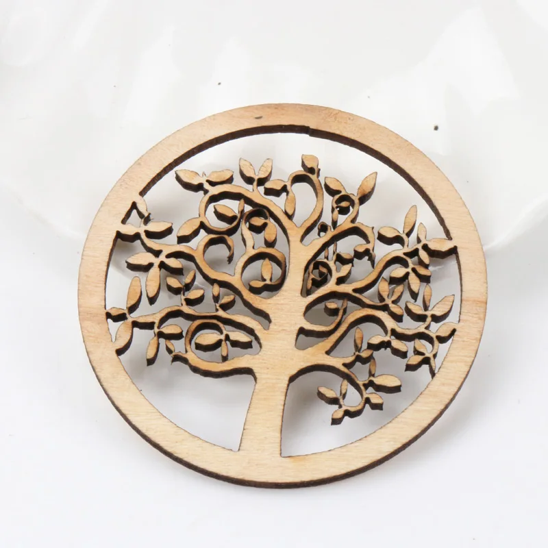 Natural Tree Pattern Wooden Scrapbooking Art Collection Craft for Handmade Accessory Sewing Home Decoration 50mm 10pcs