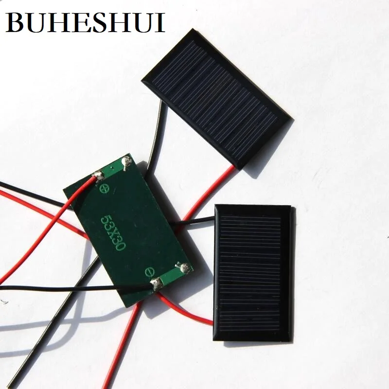 Buhushui 0.15w 5v 30ma células solares módulo de painéis solares fotovoltaicos diy carregador solar para carregamento de bateria 3.7v 53*30mm 1000 peças