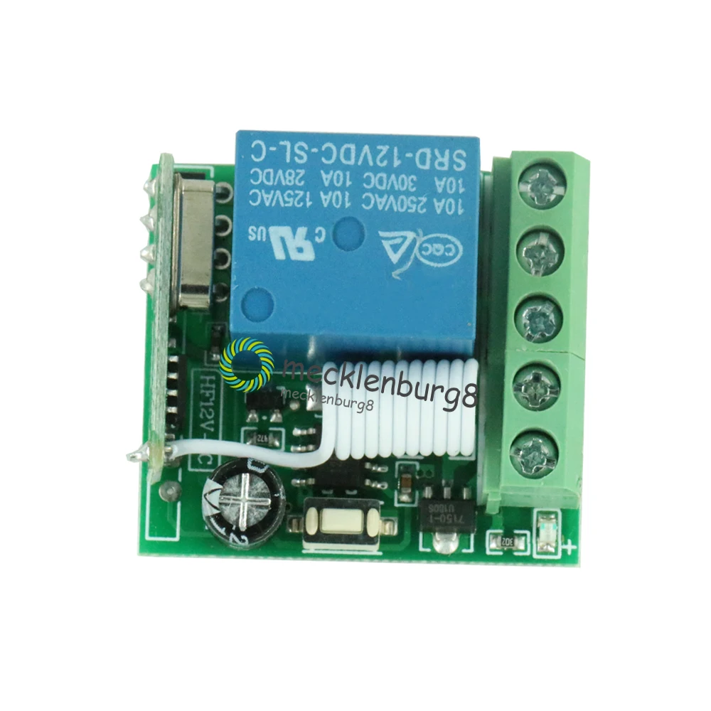 DC 12 V to 1 channel 433 mHz wireless relay module RF remote control Switch oscillator receiver control Lehr board MCU RF freque