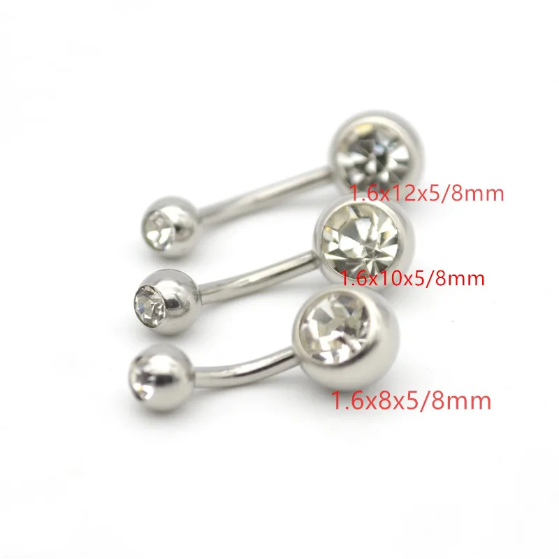 

60pcs Double Clear CZ Gem Belly button rings Navel Bar Fashion Body Piercing Jewelry 14G 316L Surgical Steel Crystal Women