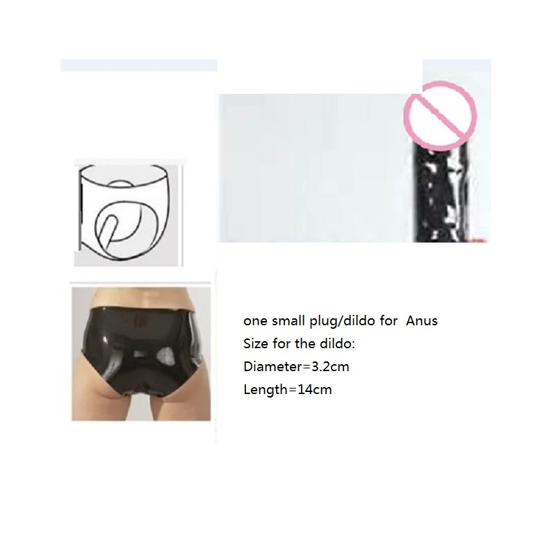 Latex Shorts suit sexy Underpants with anus or front V inner plug ass pants