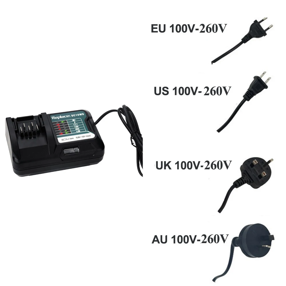 Replace Li-ion Charger for Makita 10.8V 12V DC10WD BL1015 BL1016 BL1021B BL1041B FD05 DT03 RJ03Z SH02Z DC10SB AC100-260V Charger