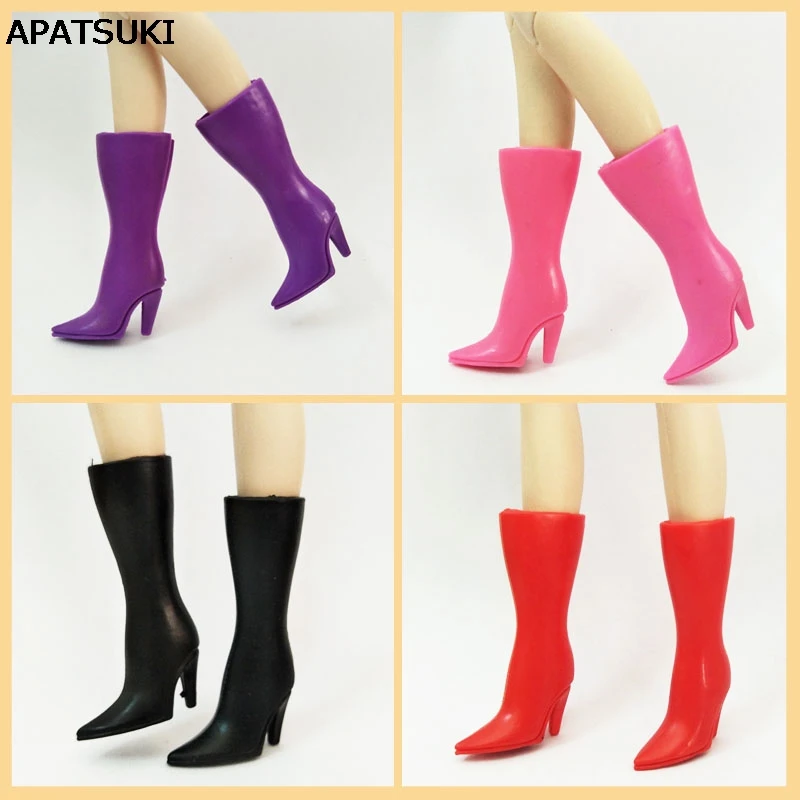 4 Colors Fashion High Heel Shoes For Barbie Doll Long Boots For Barbie Dollhouse 1/6 Doll Accessories Toy