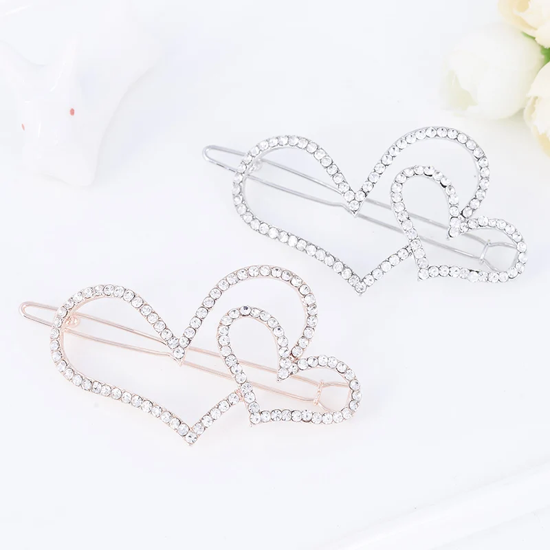 EASYA Simple Fashion Crystal Heart Hairpin Women Girls Hairwear Elegant Sparkling Rhinestone Starfish Bowknot Star Hair Clips