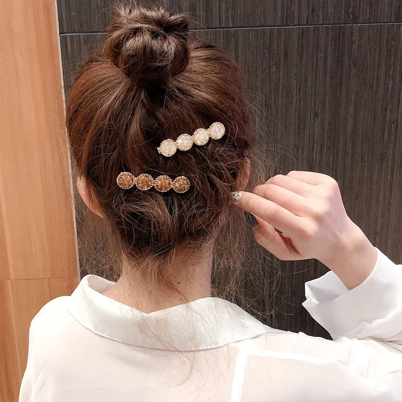 1PC Fashion Women Girls Round Water droplets Headwear Crystal Rhinestone Hair Clip Barrette Hairpin Hair Accessories