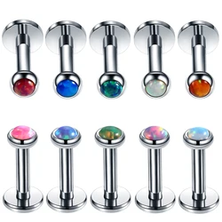 1PC 16G Opal Piercing Labret Stud Lip Monore Piercings Opal Ear Cartilage Stud Ombligo Orelha Helix Tragus Piercing Body Jewelry