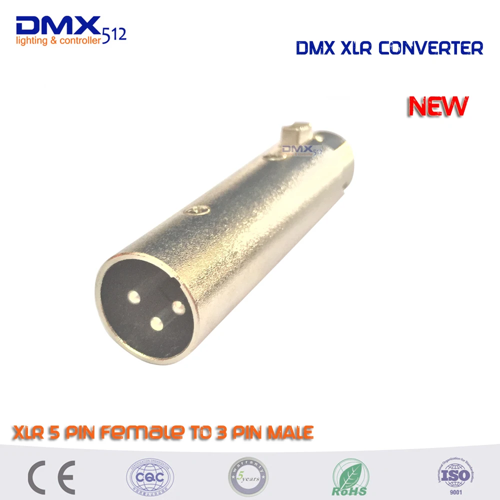 

DHL Free shipping 10PCS/Lot XLR 3 Pin Male to 5 Pin Female DMX Adapter/Converter-Plug/Socket Lighting Barrel