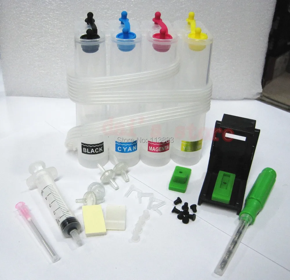 Continuous Ink Supply System Universal 4Color CISS kit with accessaries ink tank for HP Canon printers Drill pumping ink folder