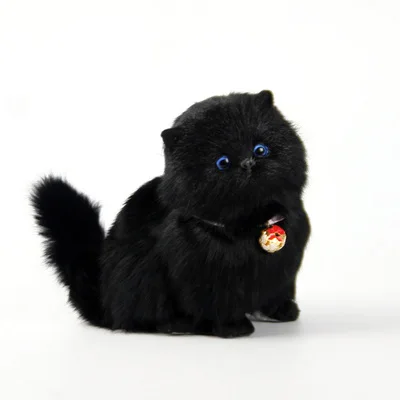 

artificial black squatting cat model,polyethylene&furs 15x10x17cm miaow cat handicraft home decoration gift a1547