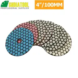 SHDIATOOL 7 teile/satz 4 zoll Trocken Diamant Polieren Pads Dia 100 MM Harz Bond Diamant Flexible Schleifen Disc Granit Marmor keramik