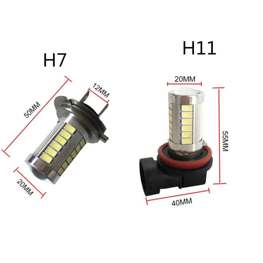 Xenplus 1pcs H7 LED Fog Lamp 33 SMD 5730 led Car Auto Light Driving Fog Light Bulbs Lamp 850lm 6000K Light Sourcing DC 12V