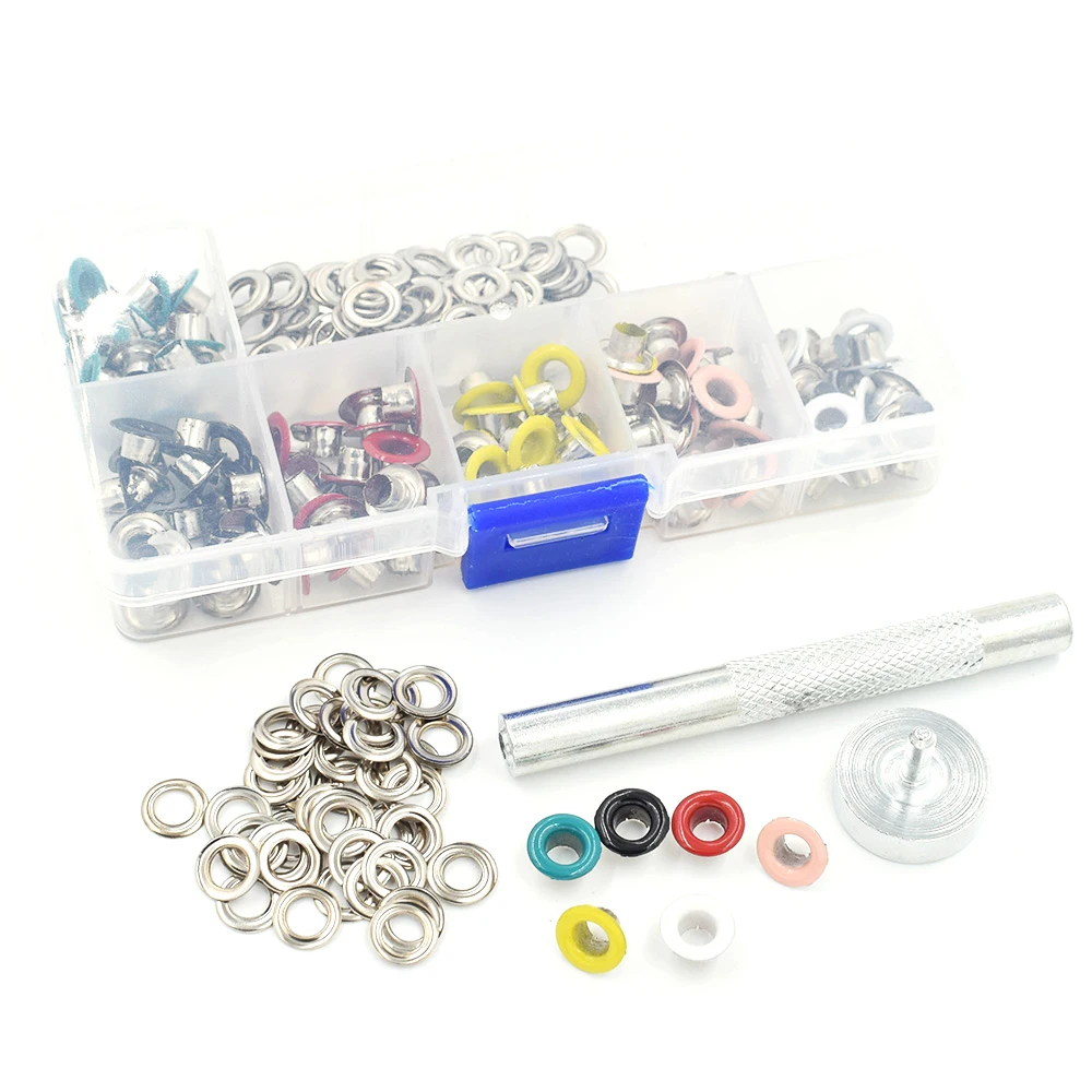 120 Sets + Tools  Paint Color Eyelets Rivets  Buttonholes 5 mm Metal Buckle