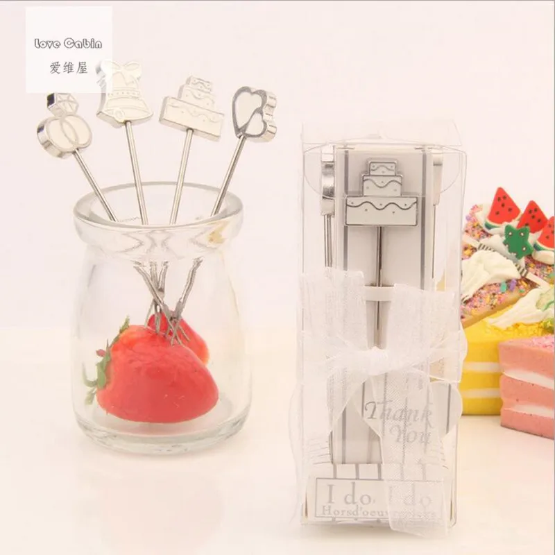 Fairy Tale  stainless steel fruit fork 80pcs=20box=20set Wedding Favor Creative wedding gift Gift Box  Each 4pcs = 1box