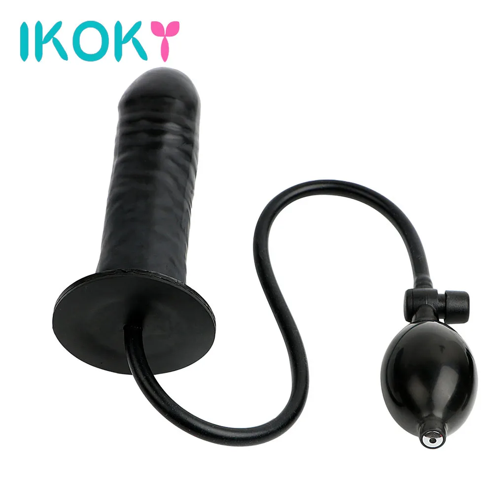 IKOKY Inflatable Female Masturbator Anal Plug Huge Dildo with Pump Sex Shop Fake Penis Sex Toys for Women Adult Product