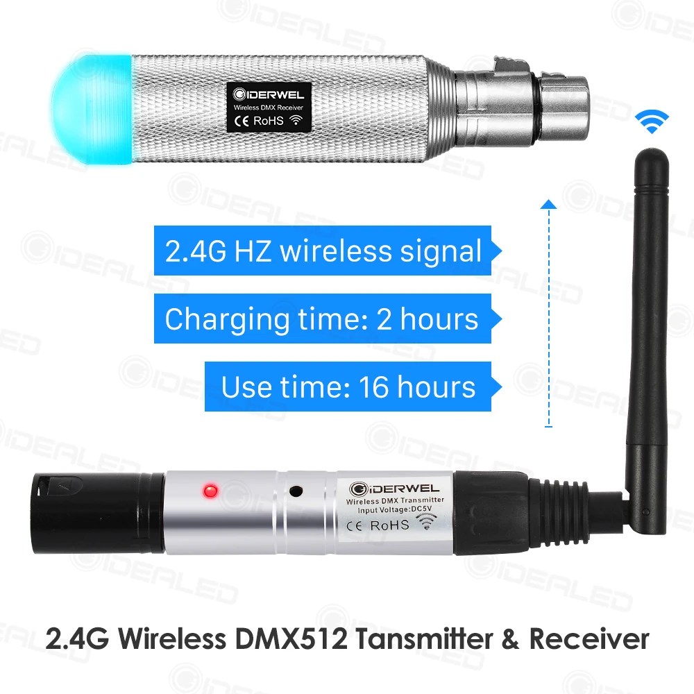 Imagem -03 - Receptor Transmissor com Bateria Dmx Luz sem Fio 2.4 Gism 500 m Distância Comunicação Receptor Música dj Clube Discoteca Dmx512