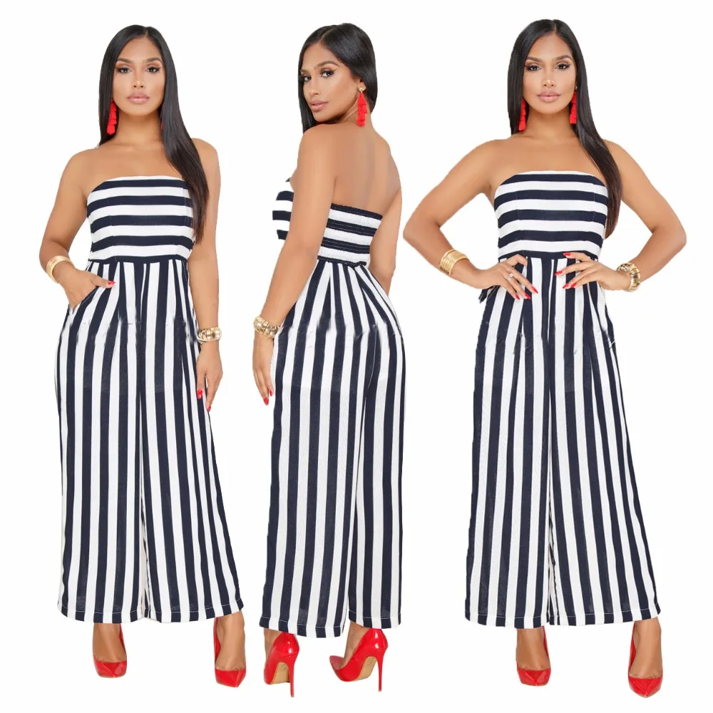 ฤดูร้อน Stripe หลอด rompers womens jumpsuit Plus ขนาด jumpsuits สำหรับสตรี 2019