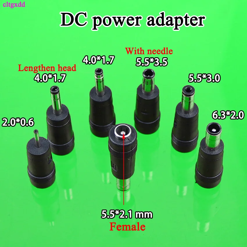 

cltgxdd 1pcs Male Female DC Power Plug Connector ABS 2.0*0.6 4.0*1.7 5.5*3.5 5.5*3.0 6.3*2.0 mm Plugs Adaptor