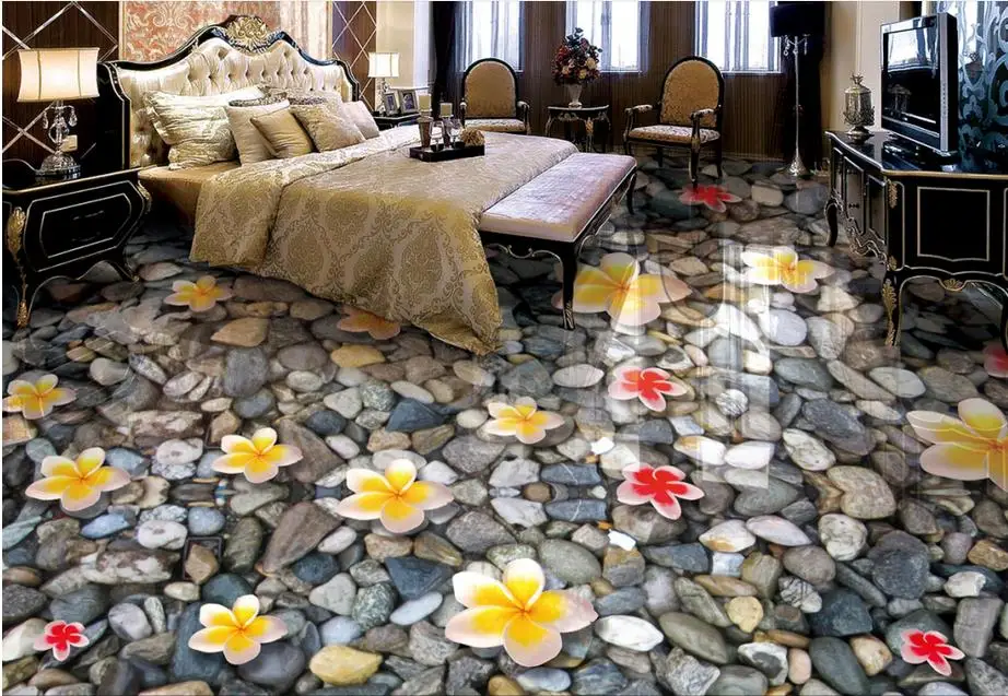 

Picture in Picture Custom 3d floor murals Magnolia stone self adhesive wallpaper Plant flowers 3d nature wallpapers 3d floor