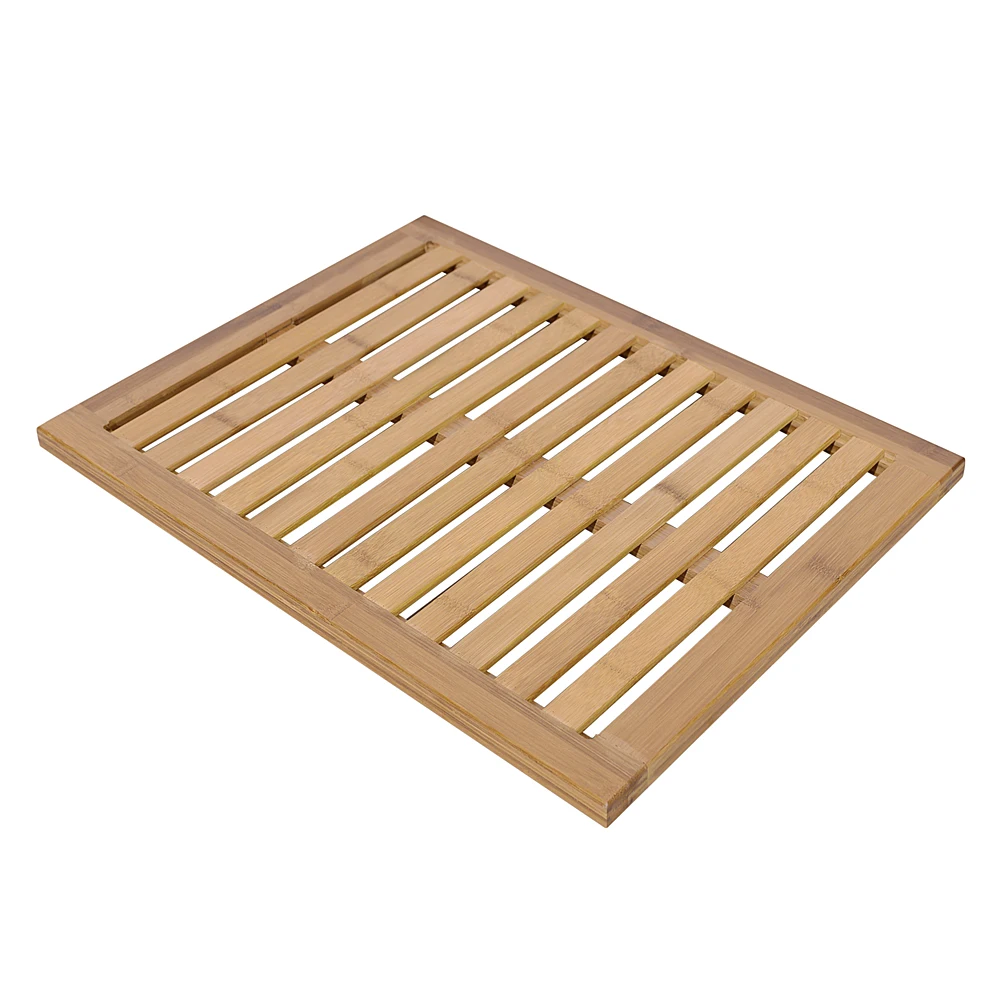 Natural Bamboo Bath Mat Non Slip Shower Mat Wooden Bath Safety Bath Floor Mat Water Resistant Floor Mat for Bathroom - US Stock