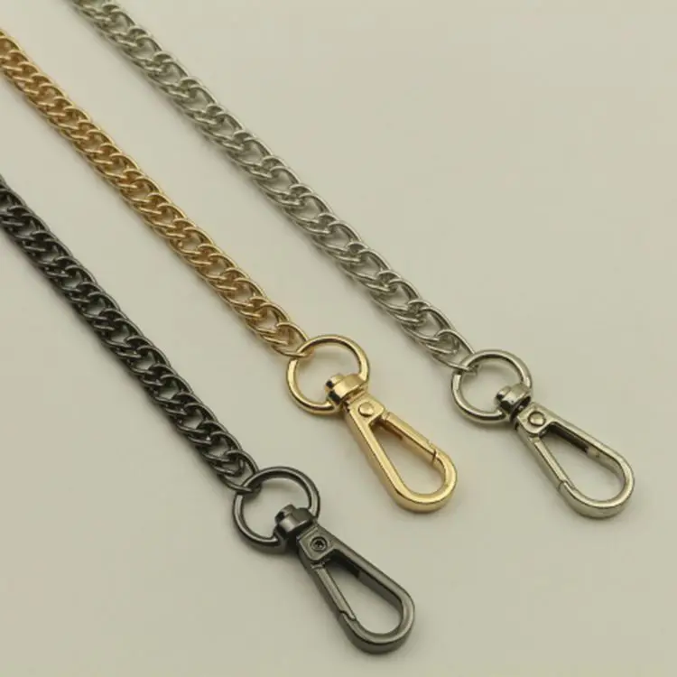 Factory Seller DIY De Ferramenta Silver Gold Antique Brass Gunmetal Metal Chain Purse Straps Wholesale Metal Chains Purse Frame