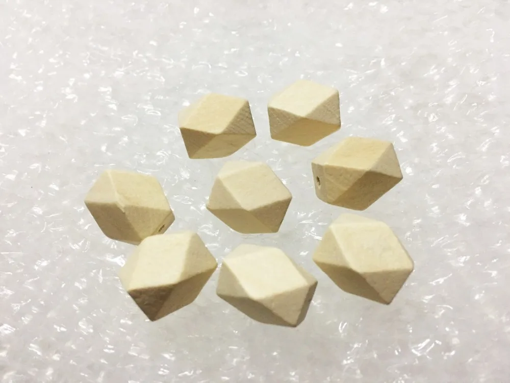 100pcs 12.00mmx16.00mm Unfinished Faceted Natural Wood Spacer Beads,14 Hedron Geometricf Figure Wooden Beads Charm Finding,DIY