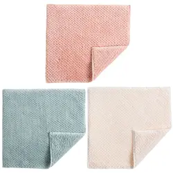 Super Absorbent Clean Cloth Coral Fleece Kitchen Clean Towel Light Pink Light Blue Beige 3 Colors Sink Wipe For Home