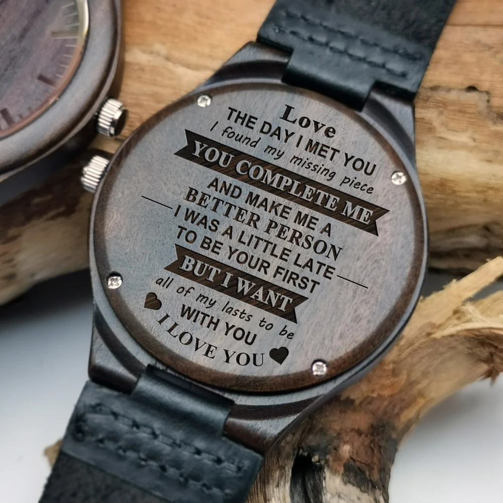 To My Love-el día que te encuentro, he encontrado mi pieza perdida, reloj de madera de grabado, relojes de cuarzo automáticos de lujo, regalos de vacaciones